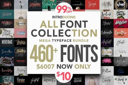 Обложка Коллекция всех шрифтов - набор Mega Typeface / All Fonts Collection - Mega Typeface Bundle